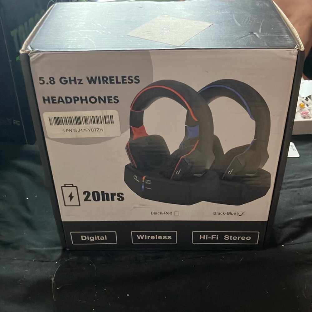 Black and Blue Wireless Headset with Bluetooth and Microphone